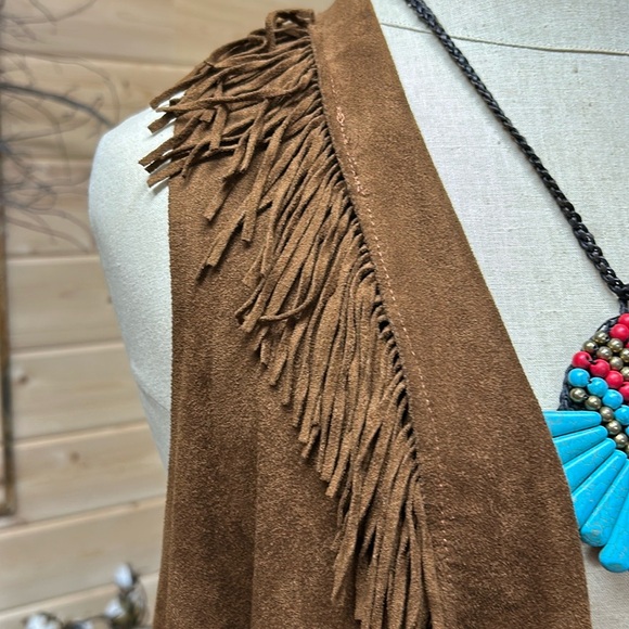 Faux suede fringe cardigan - Picture 6 of 10